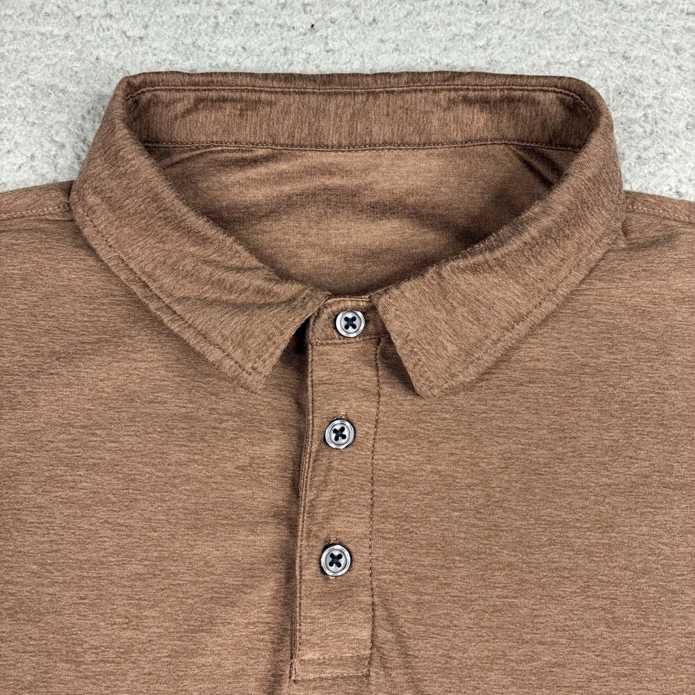 Vuori Performance Polo Shirt Men's XL Fits Large Heather Brown Golf Casual V188 - Picture 3 of 9